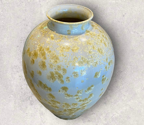 Yellow Flower Vase with Crystaline Glaze by David Williams