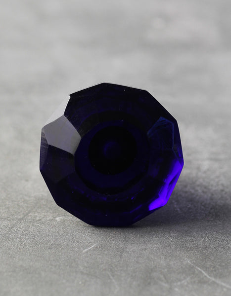 Blue Glass Diamond Cut Knob