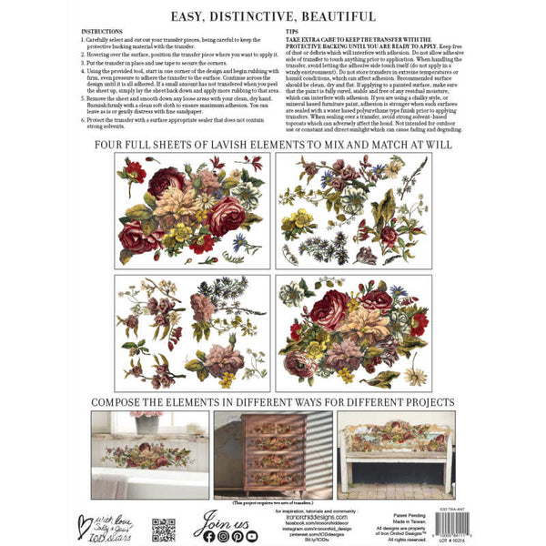 FLORAL ANTHOLOGY TRANSFER PAD (12"x16" pad-4 sheets)