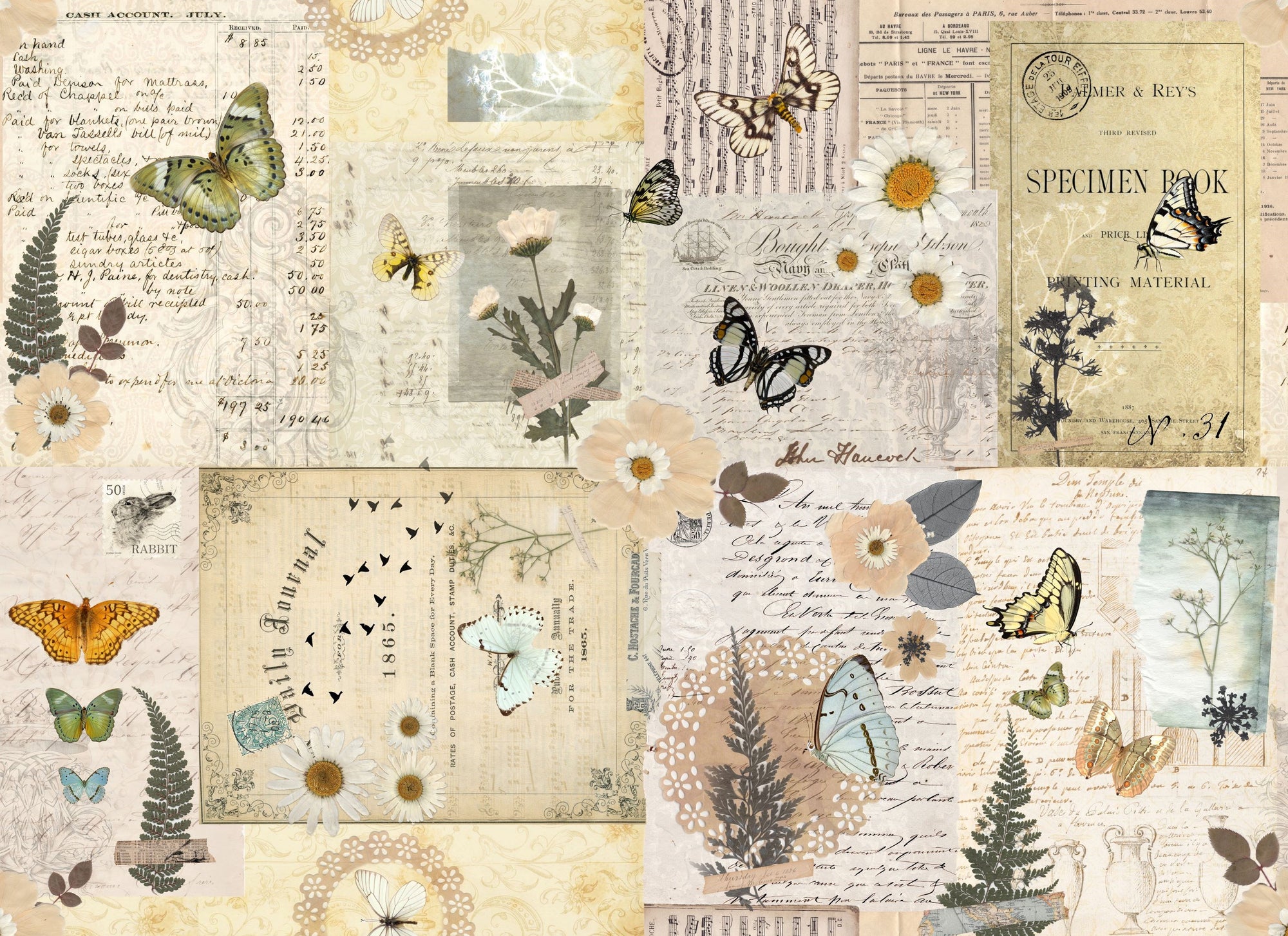 Pressed Flower Masterboard Decoupage Paper