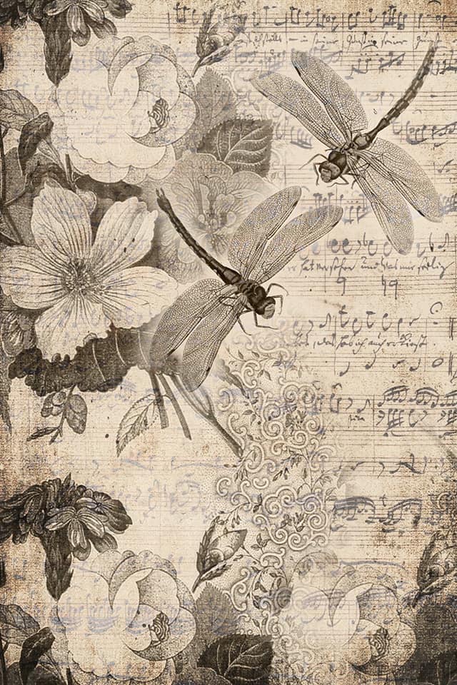 Musical Dragonflies Decoupage Paper