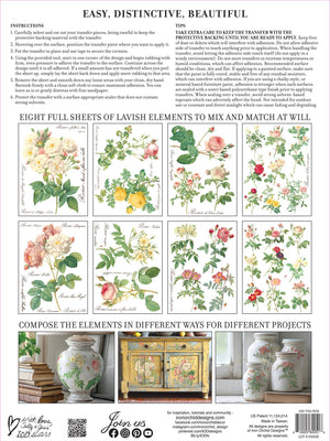 Rose Botanical IOD Decor Transfer