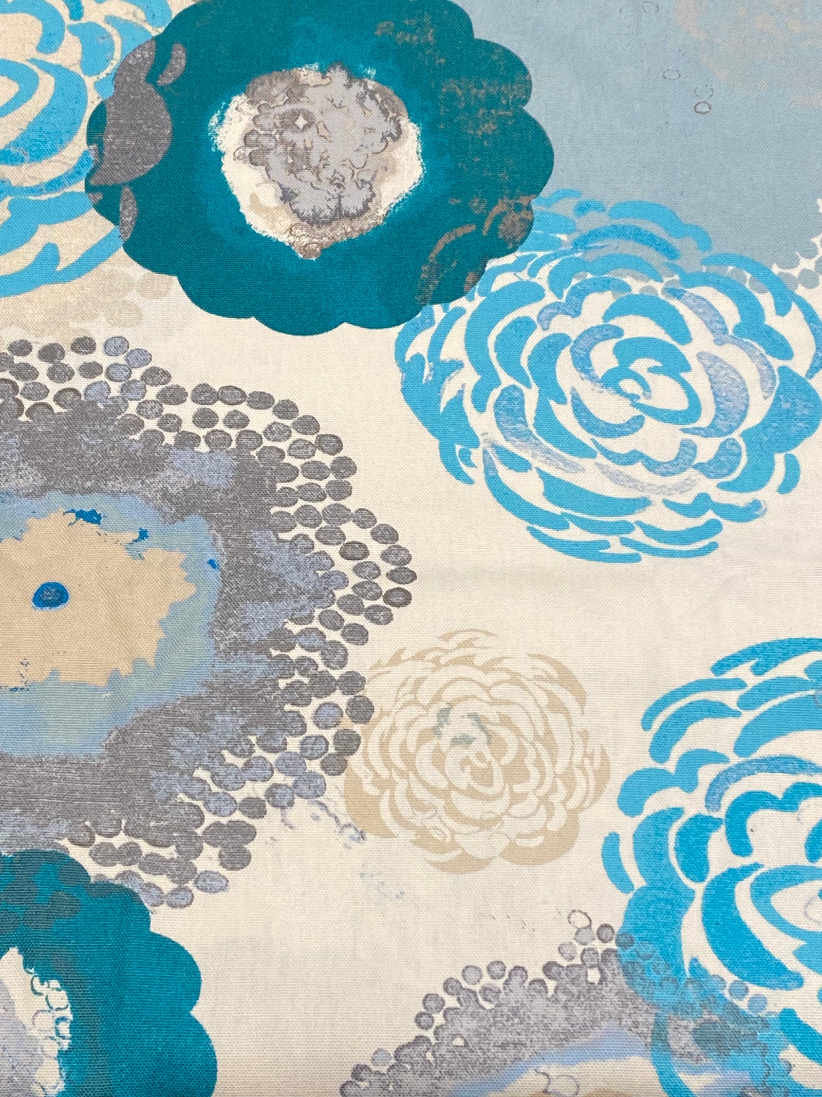 Teal and Grey Floral Fabric #1