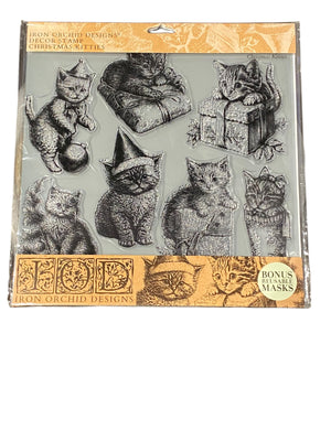 Christmas Kitties IOD Stamp