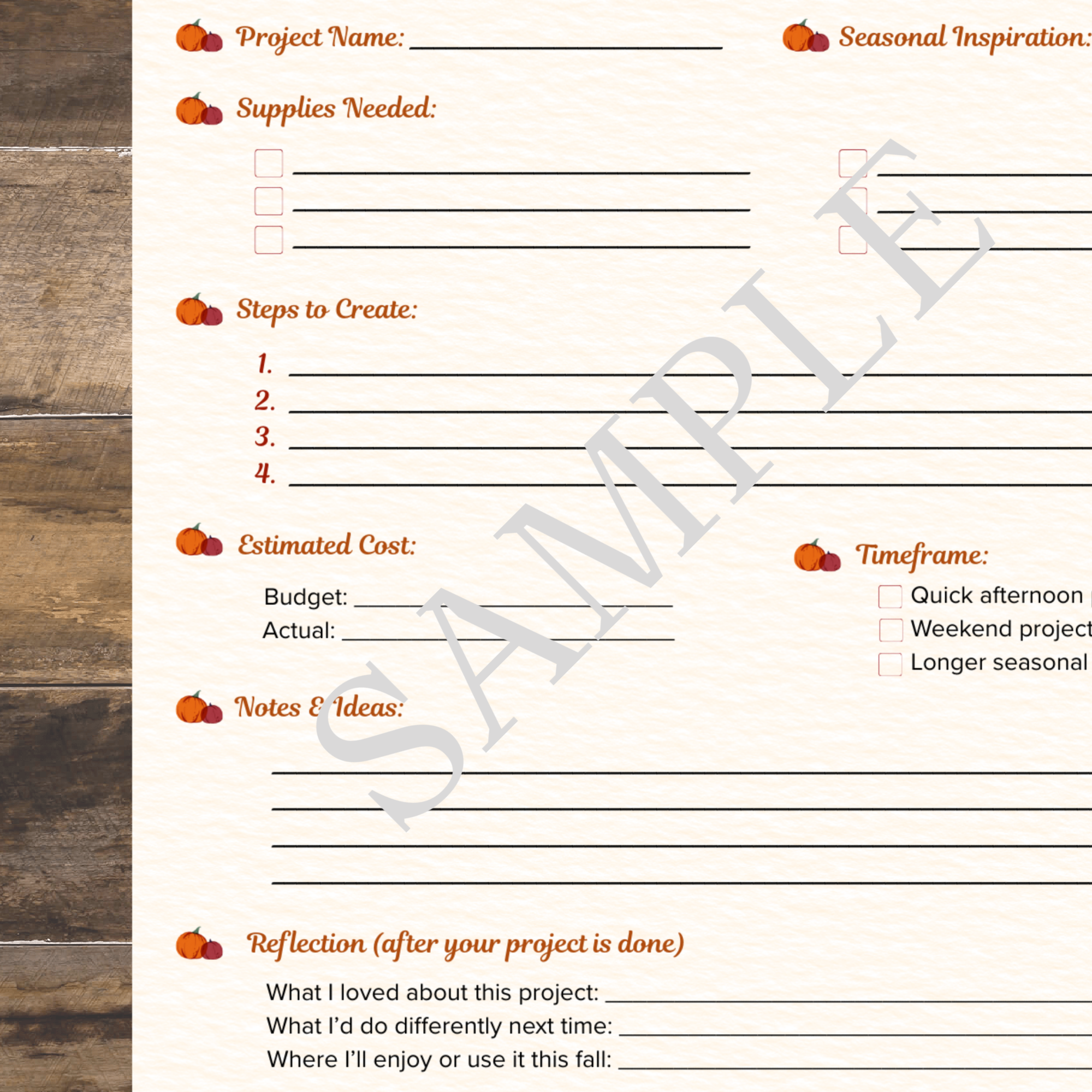 Fall Project Planner