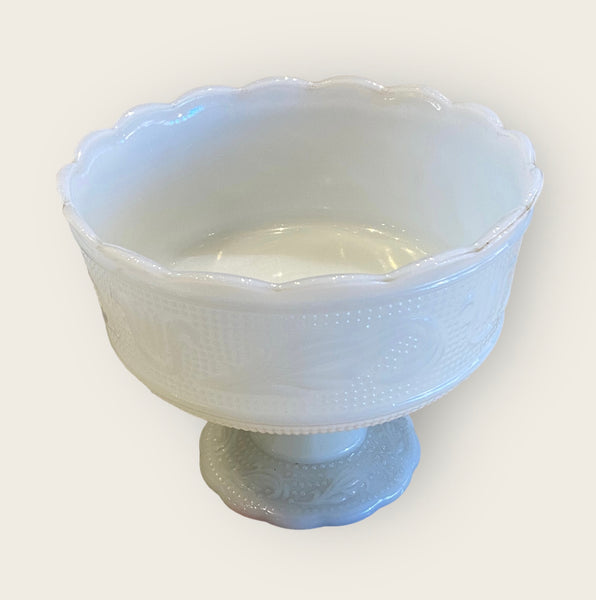 Milk Glass Fruit Bowl with Pedistal