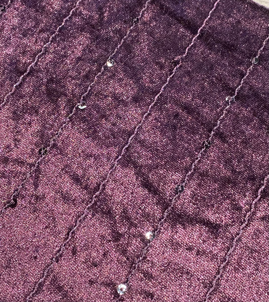 Plum Crushed Velvet Fabric with Sparkles