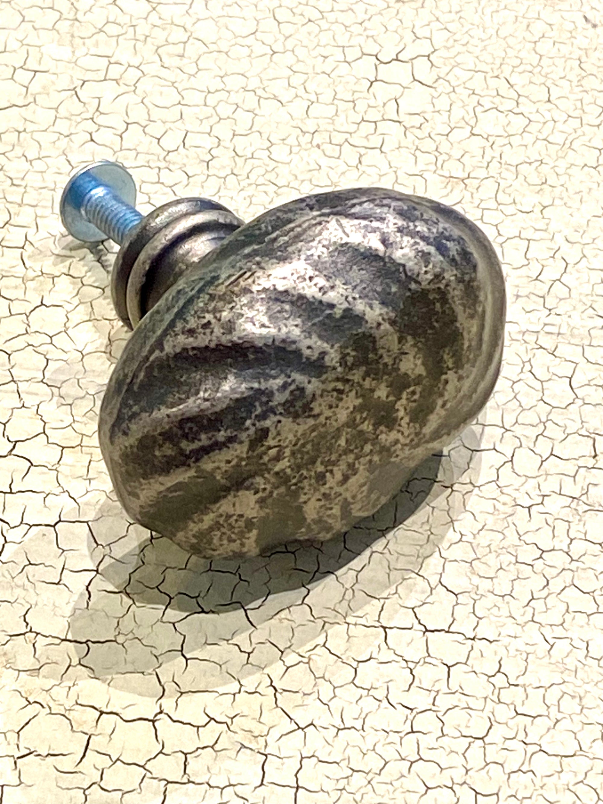 Pewter Coloured Oval Knob