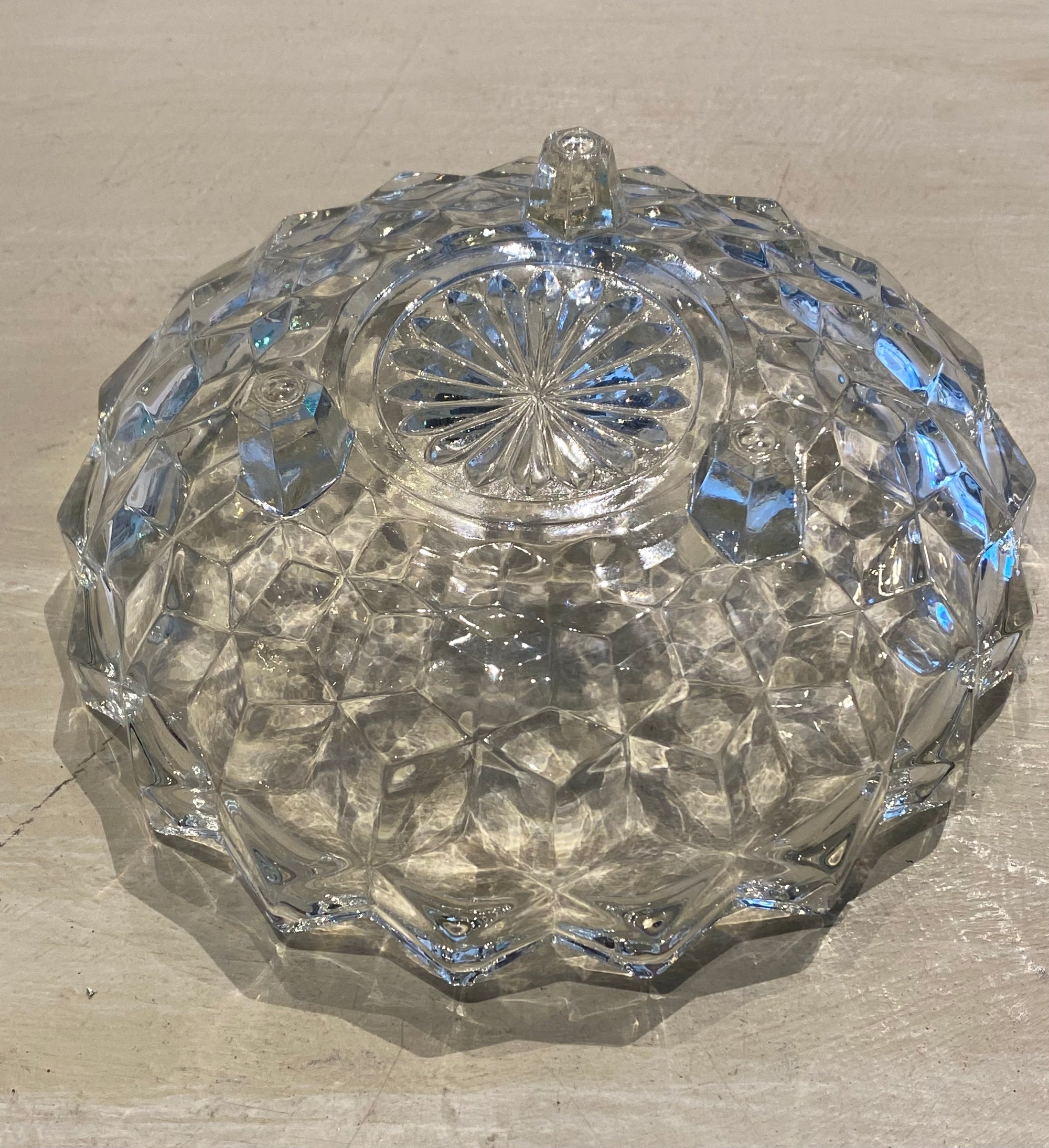 Cube Footed Pressed Glass Bowl