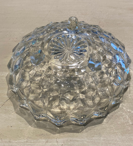 Cube Footed Pressed Glass Bowl