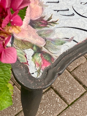 Glam Pink and Black Floral Side Table