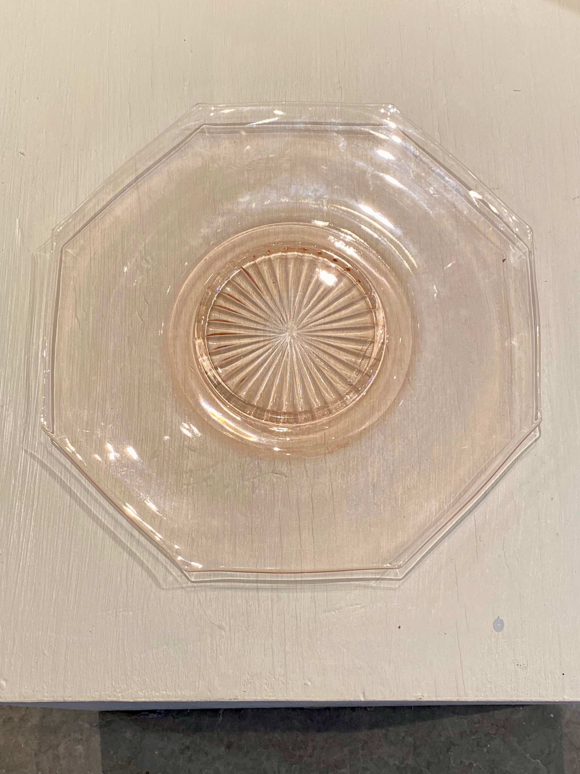 Pink Octagon Depression Glass Dinner Plate