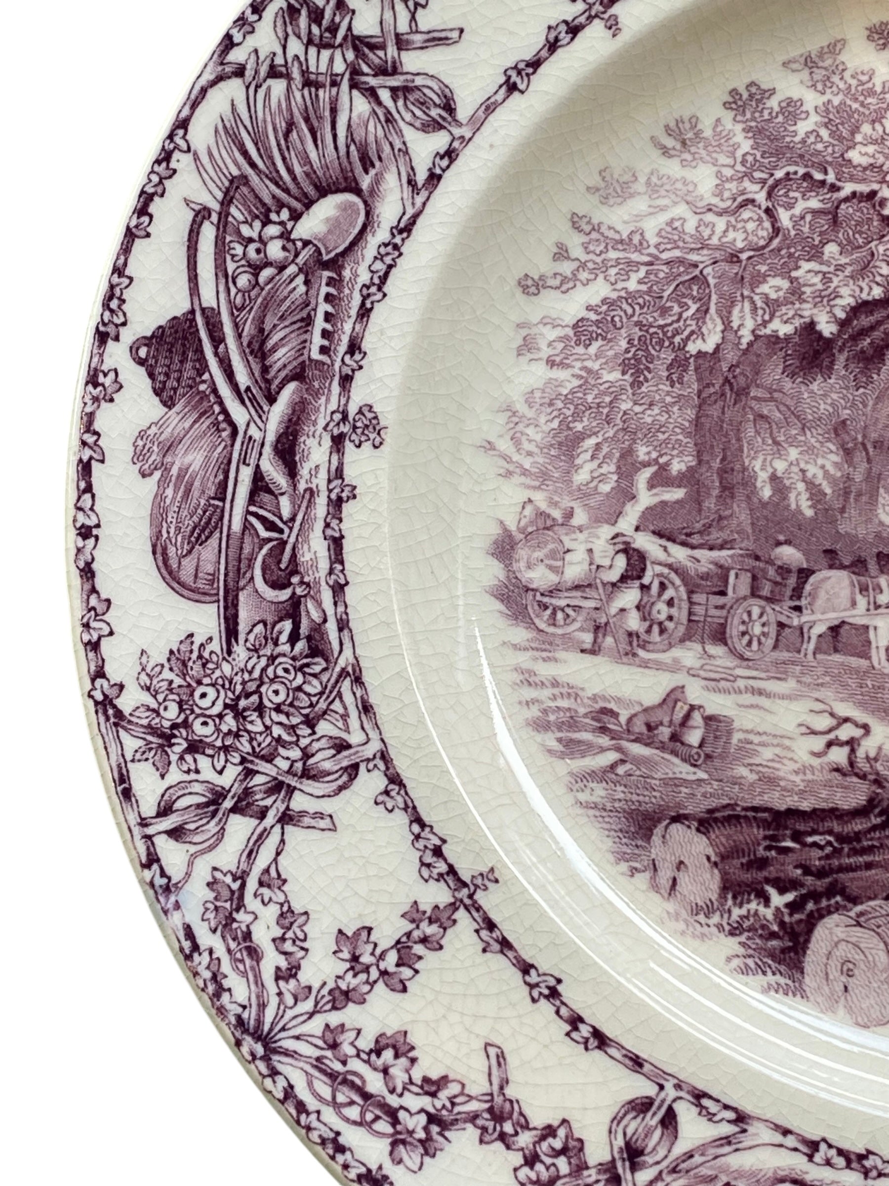 Purple Transferware Dinner Plate