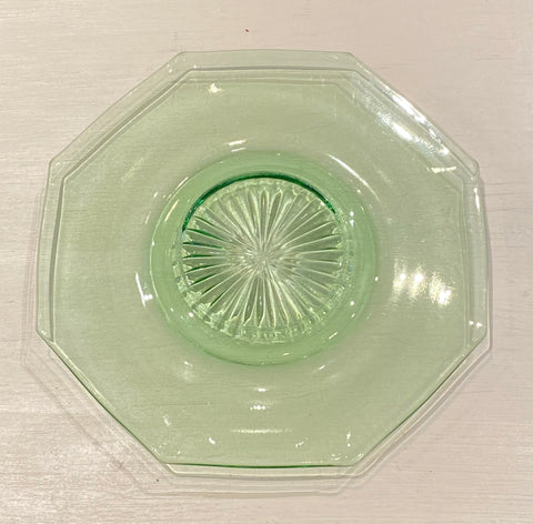 Uranium Green Octogon Depression Glass Dinner Plate