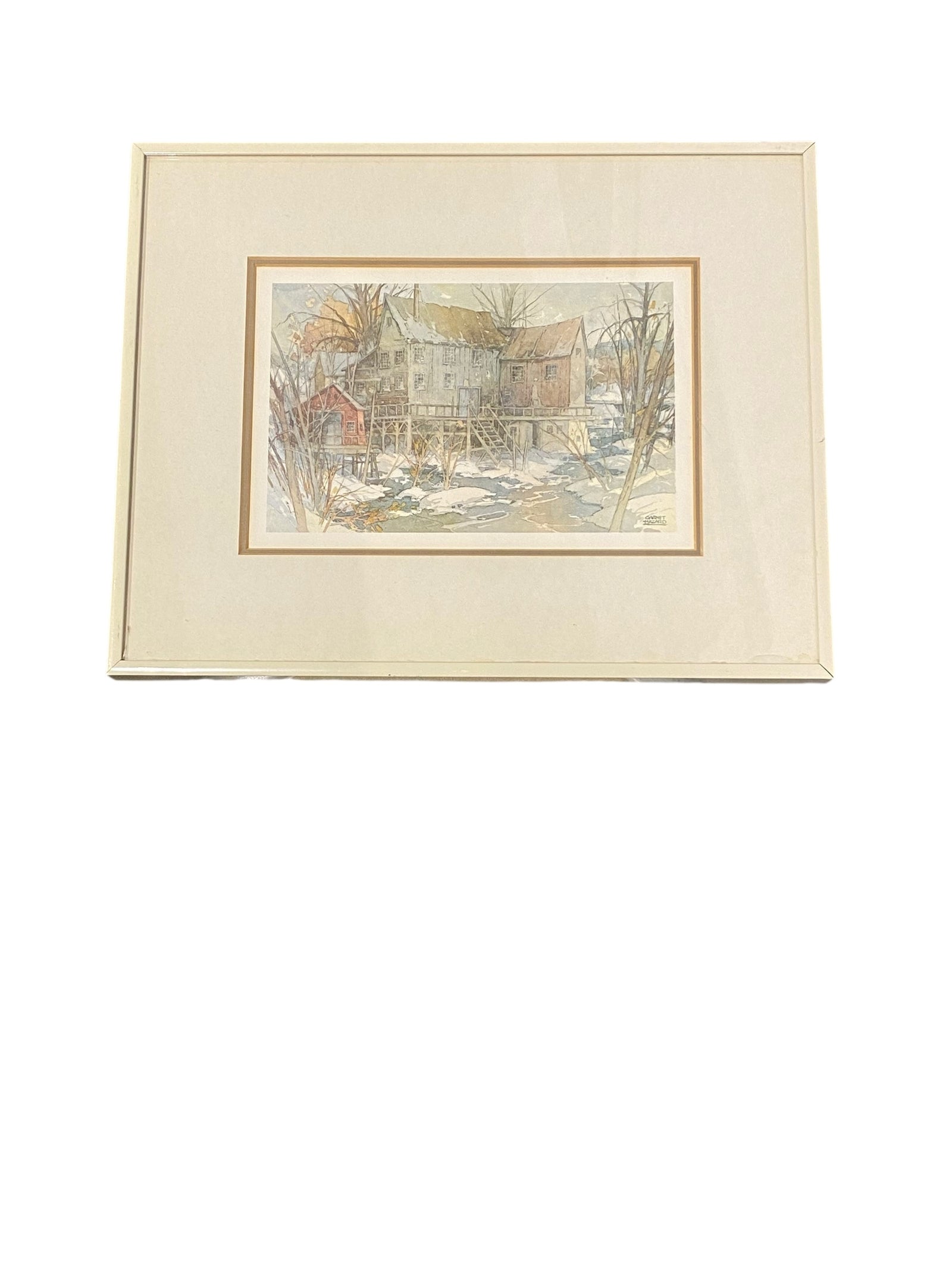 Garnet Hazard Mill at Winter Watercolour Print