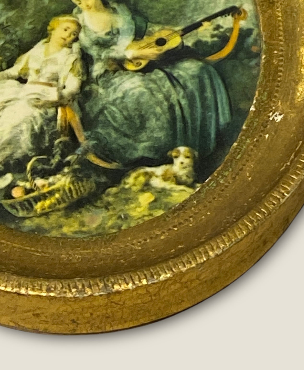 Vintage Italian Gilded Oval Framed G.B. Florence Print