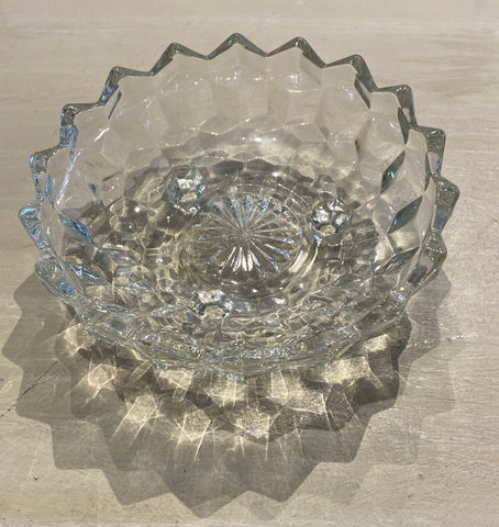 Cube Footed Pressed Glass Bowl
