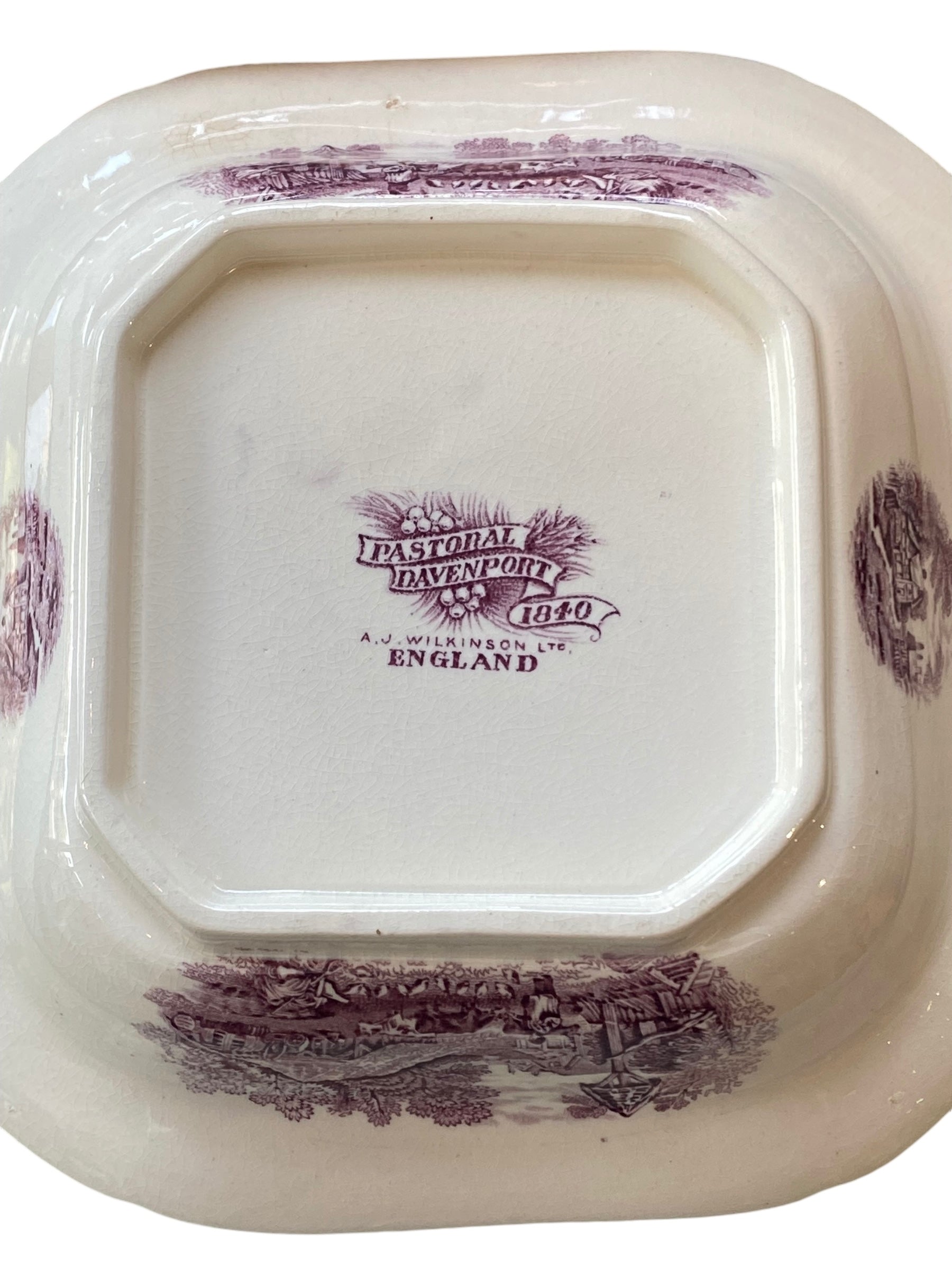 Purple Transferware Covered Dish