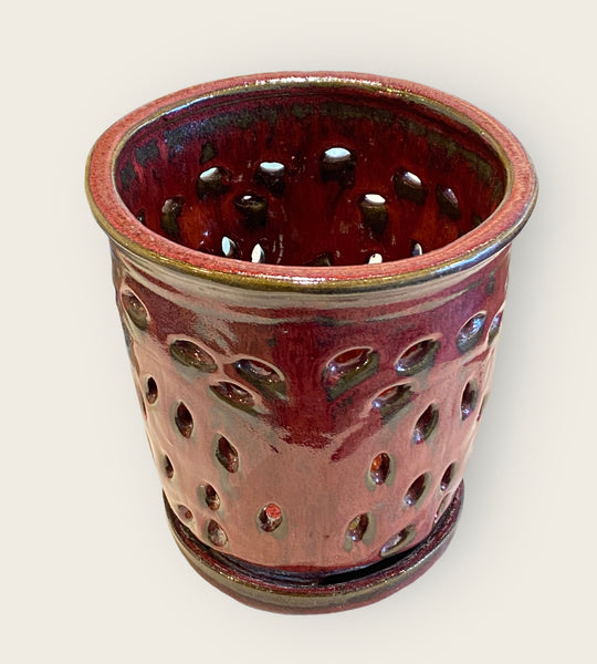 Burgundy Glazed Flower Pot