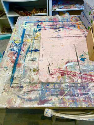 Workshop Table and 9 Stools