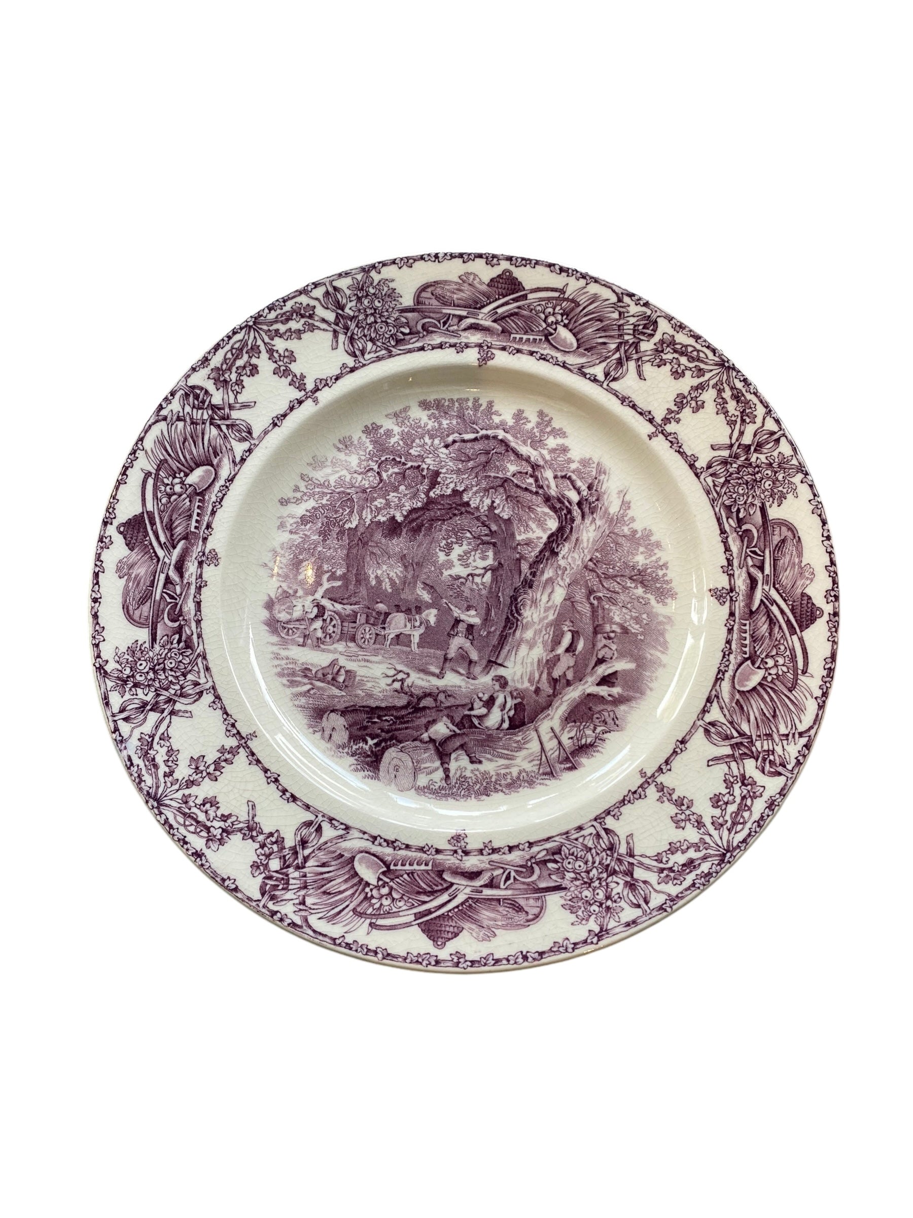 Purple Transferware Dinner Plate