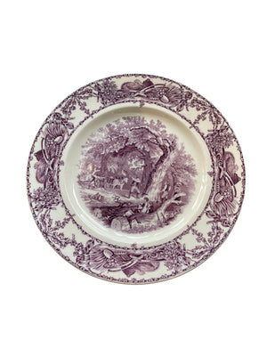 Purple Transferware Dinner Plate