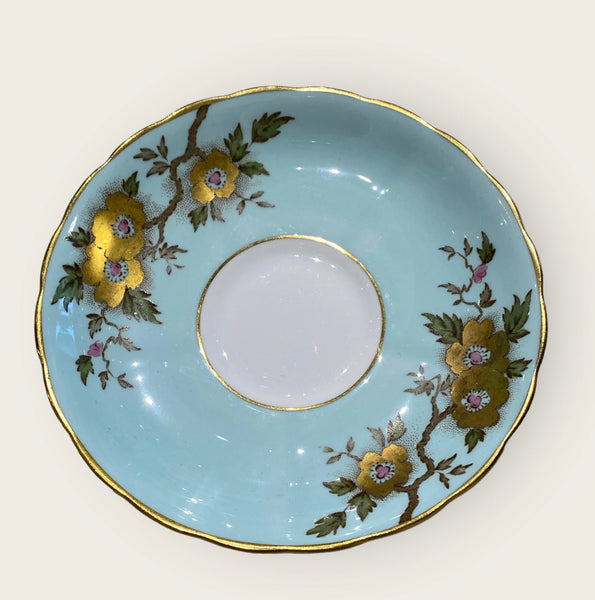 Turquoise and Gold Fine Bone China Cup and Saucer