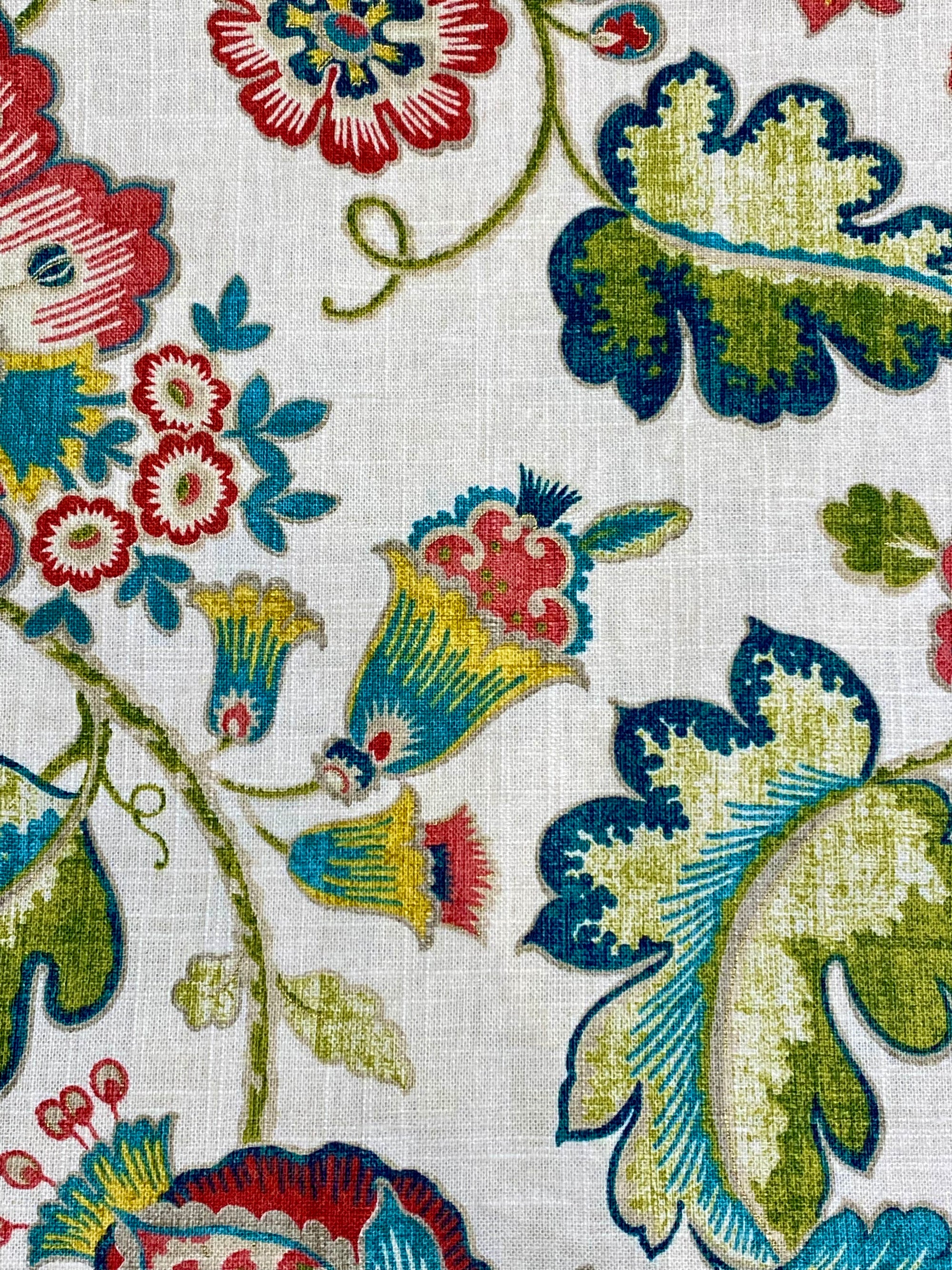 Tapestry Inspired Floral and Leaf Fabric