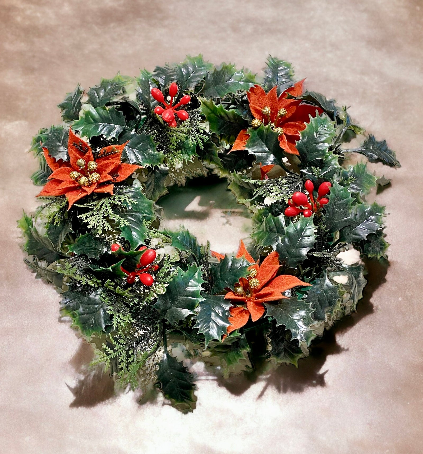 Vintage Poinsettia Wreath