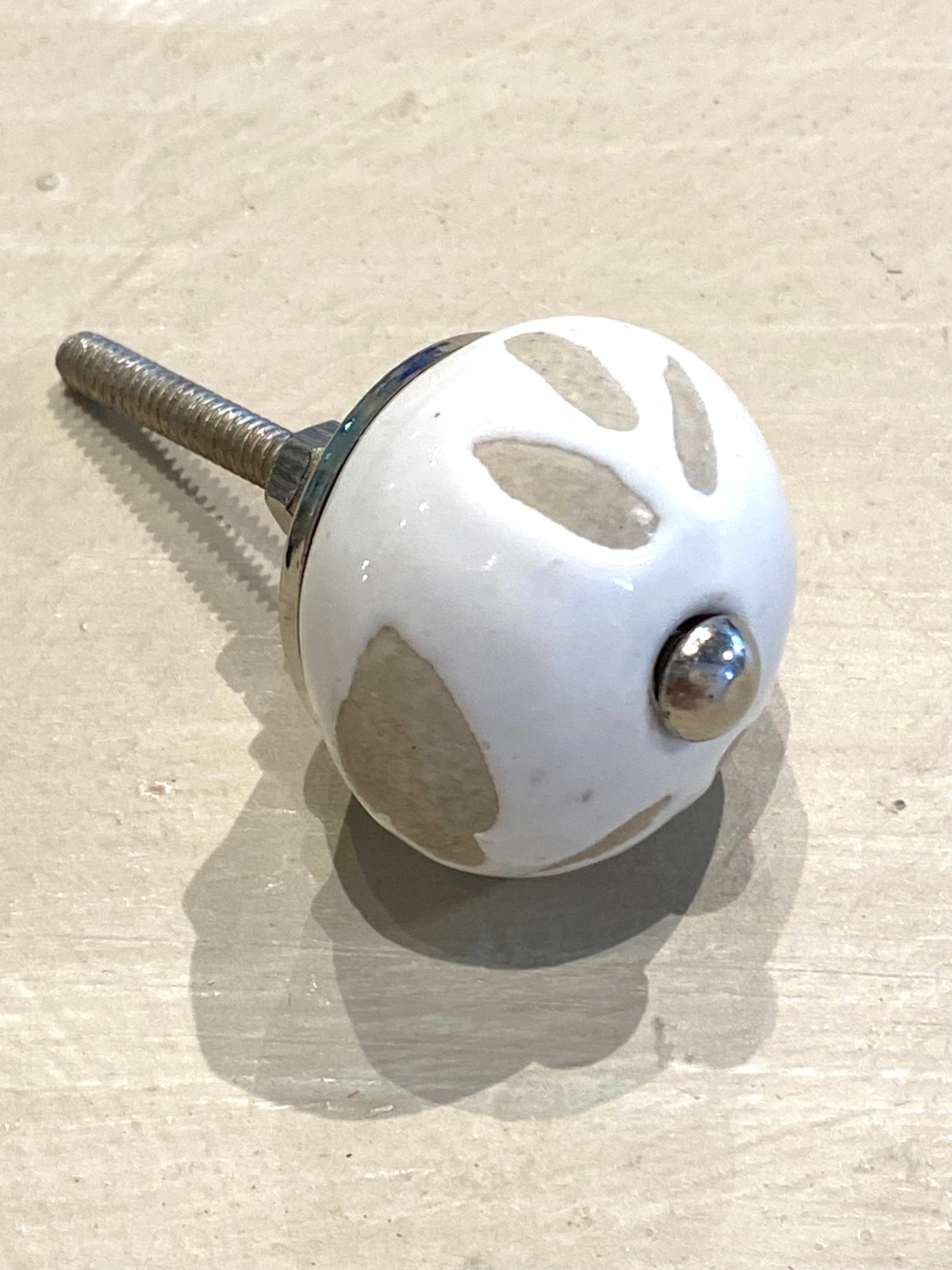 White and Beige Round Knob