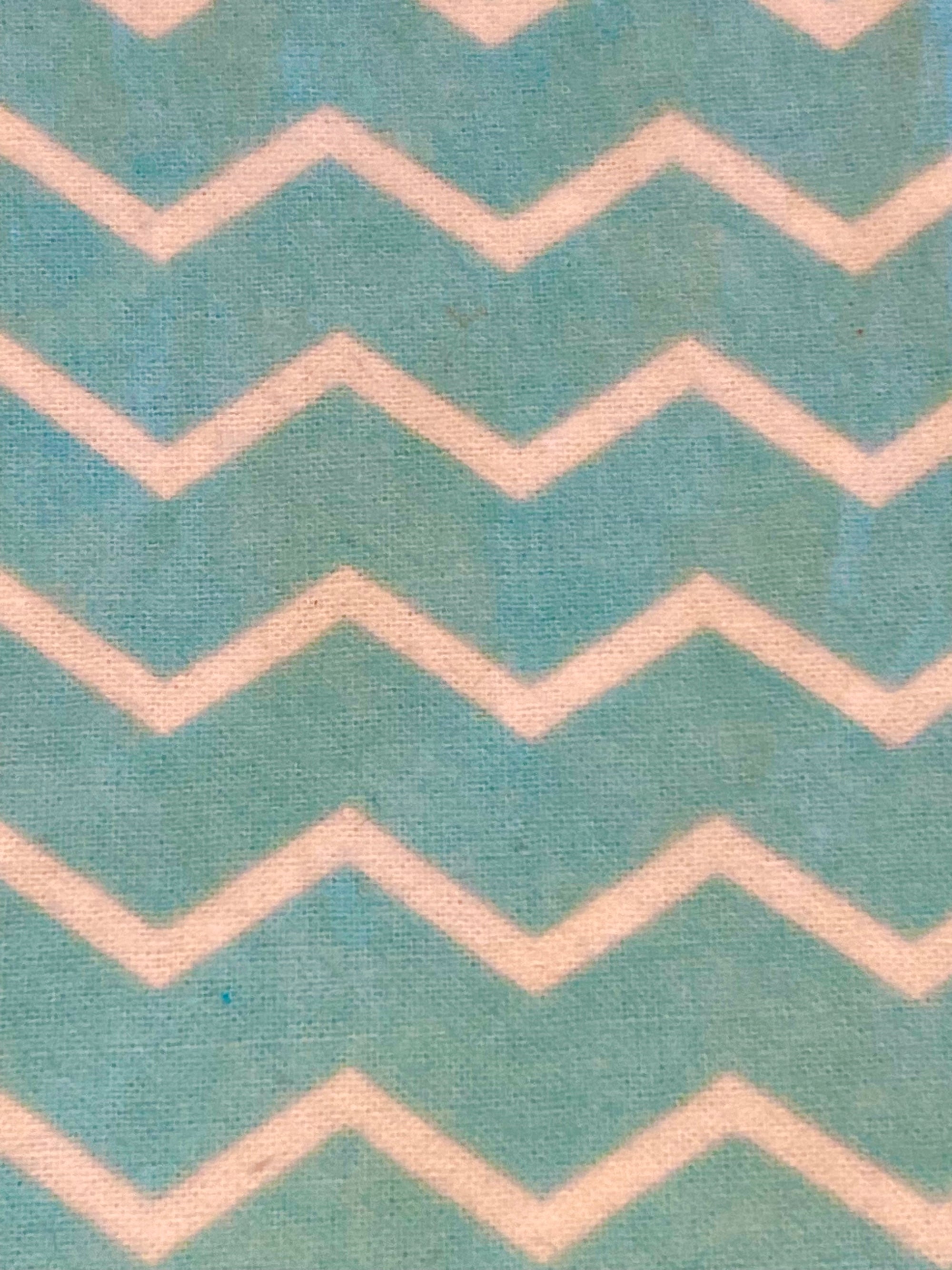 Turquoise and White Chevron Flannel