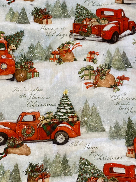 Vintage Truck Christmas Fabric