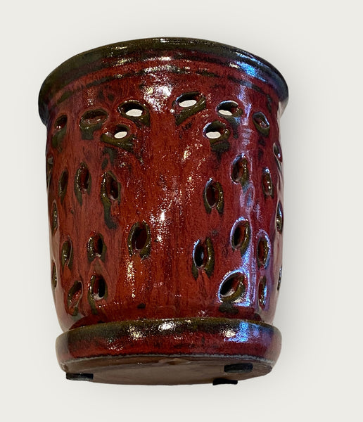 Burgundy Glazed Flower Pot