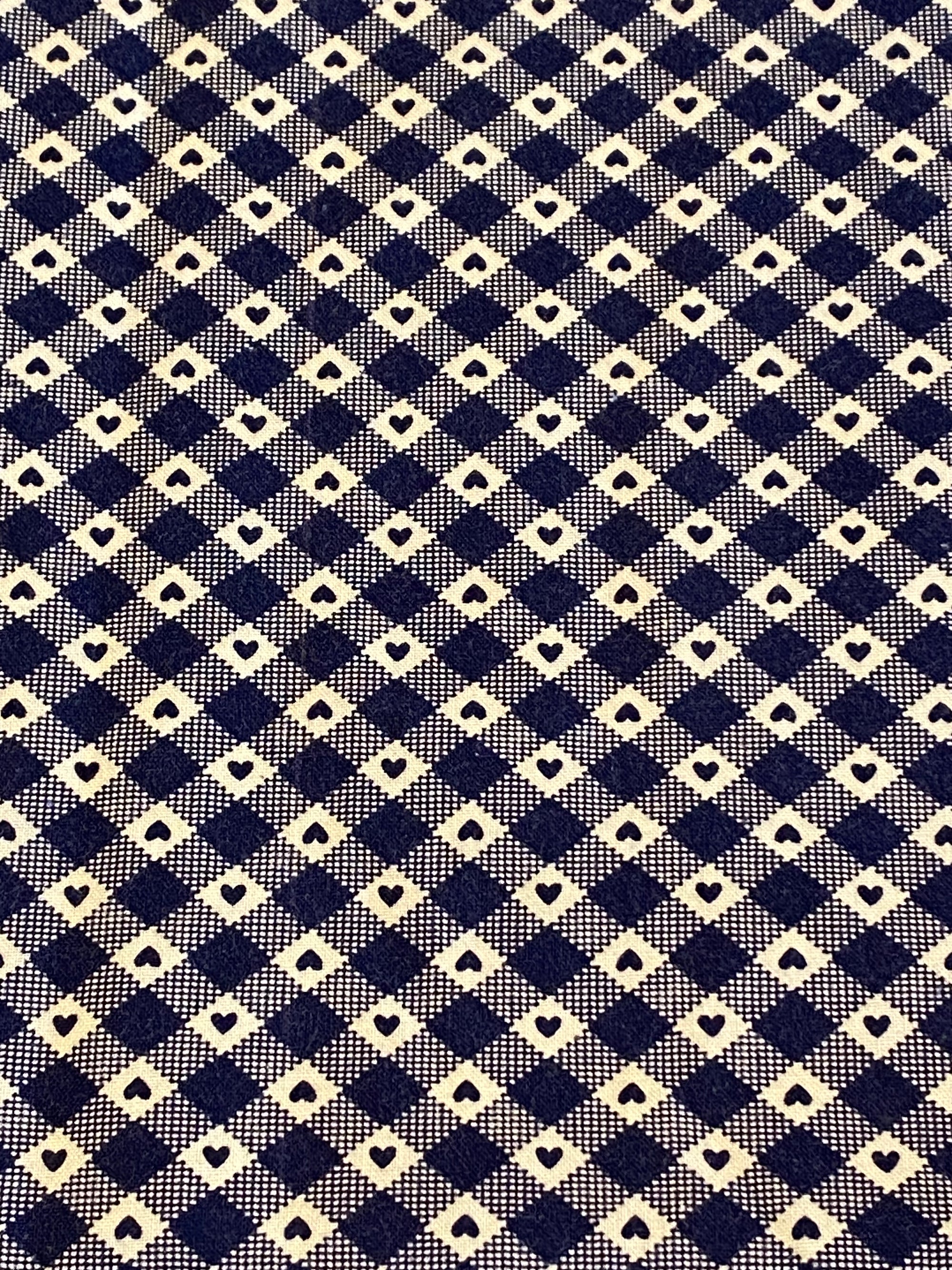 Navy Blue Heart Fabric