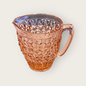 Holiday Pattern Pink Depression Glass Pitcher