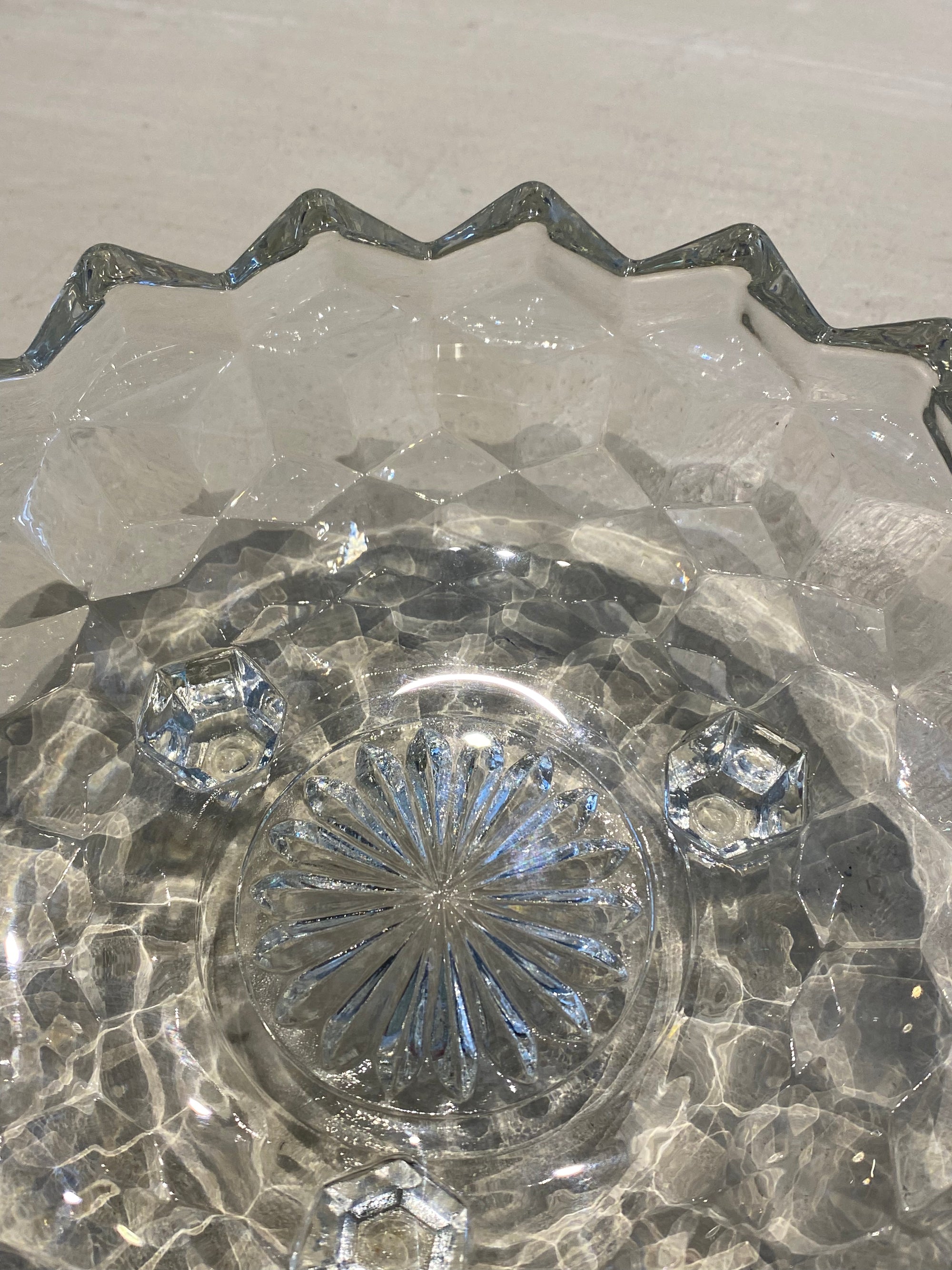 Cube Footed Pressed Glass Bowl