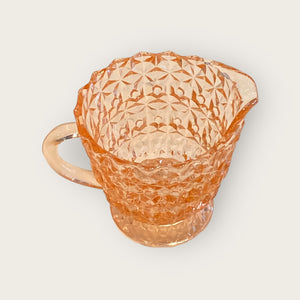 Holiday Pattern Pink Depression Glass Creamer