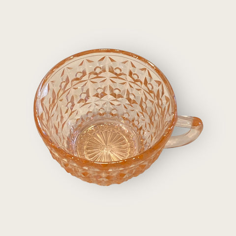 Holiday Pattern Pink Depression Glass Cup
