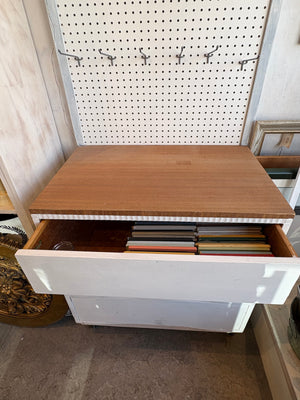 Pegboard with Attached Drawers on Wheels