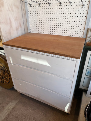 Pegboard with Attached Drawers on Wheels