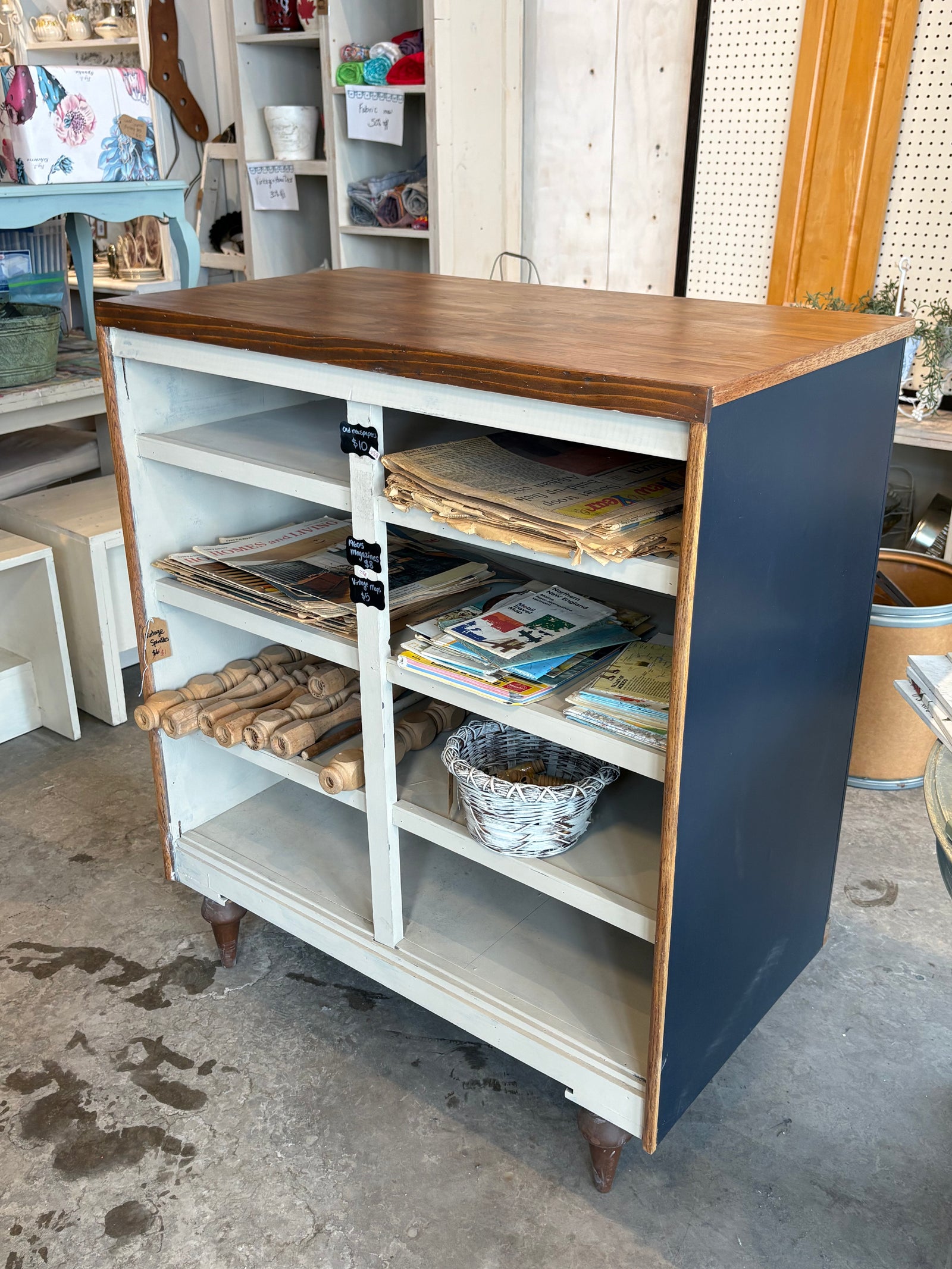 Custom Made Navy Blue Display Shelves
