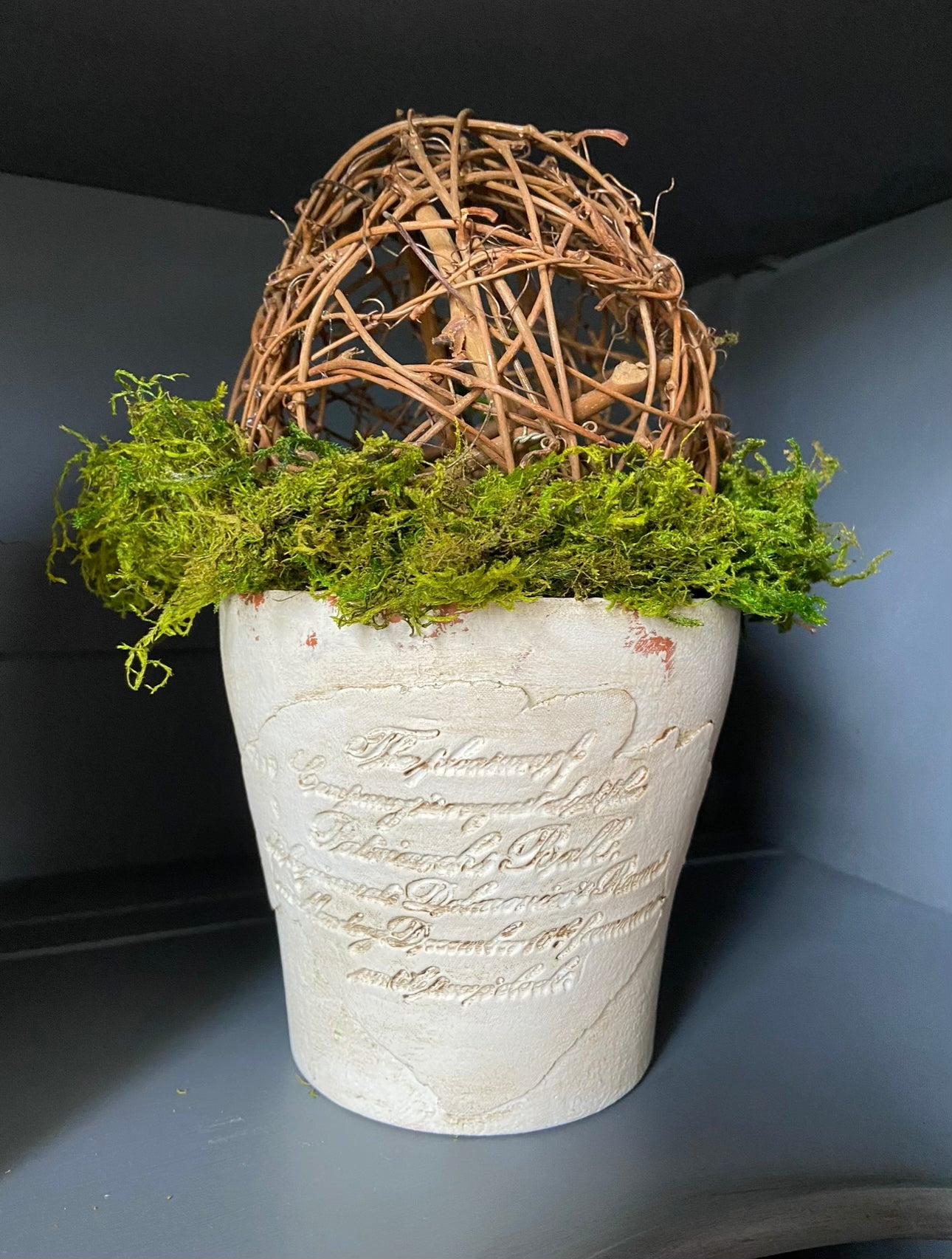 French Provincial Flower Pot with Script