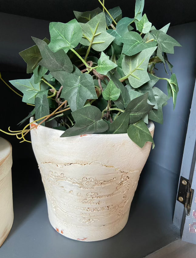 French Provincial Flower Pot with Vintage Label