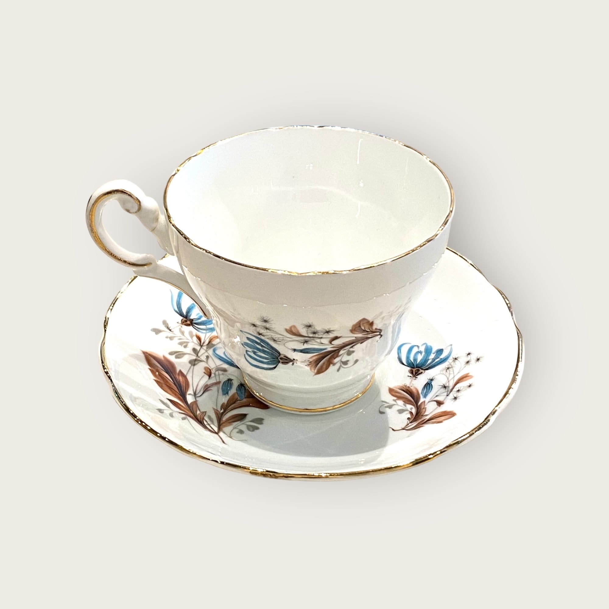 Regency Turquoise and Brown Fine Bone China Cup and Saucer