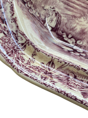 Purple Transferware Covered Dish