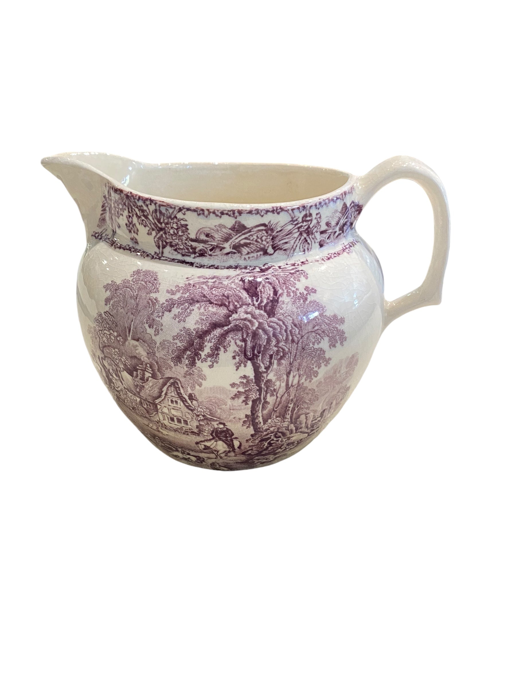 Purple Transferware Water Pitcher