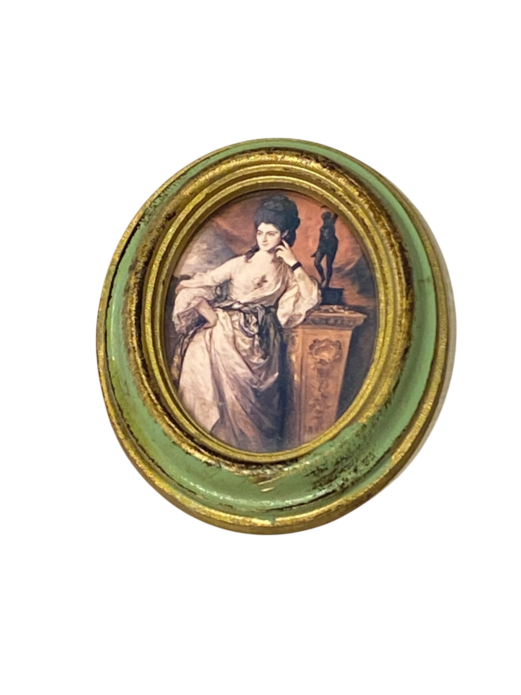 Vintage Italian Oval Framed Woman Print