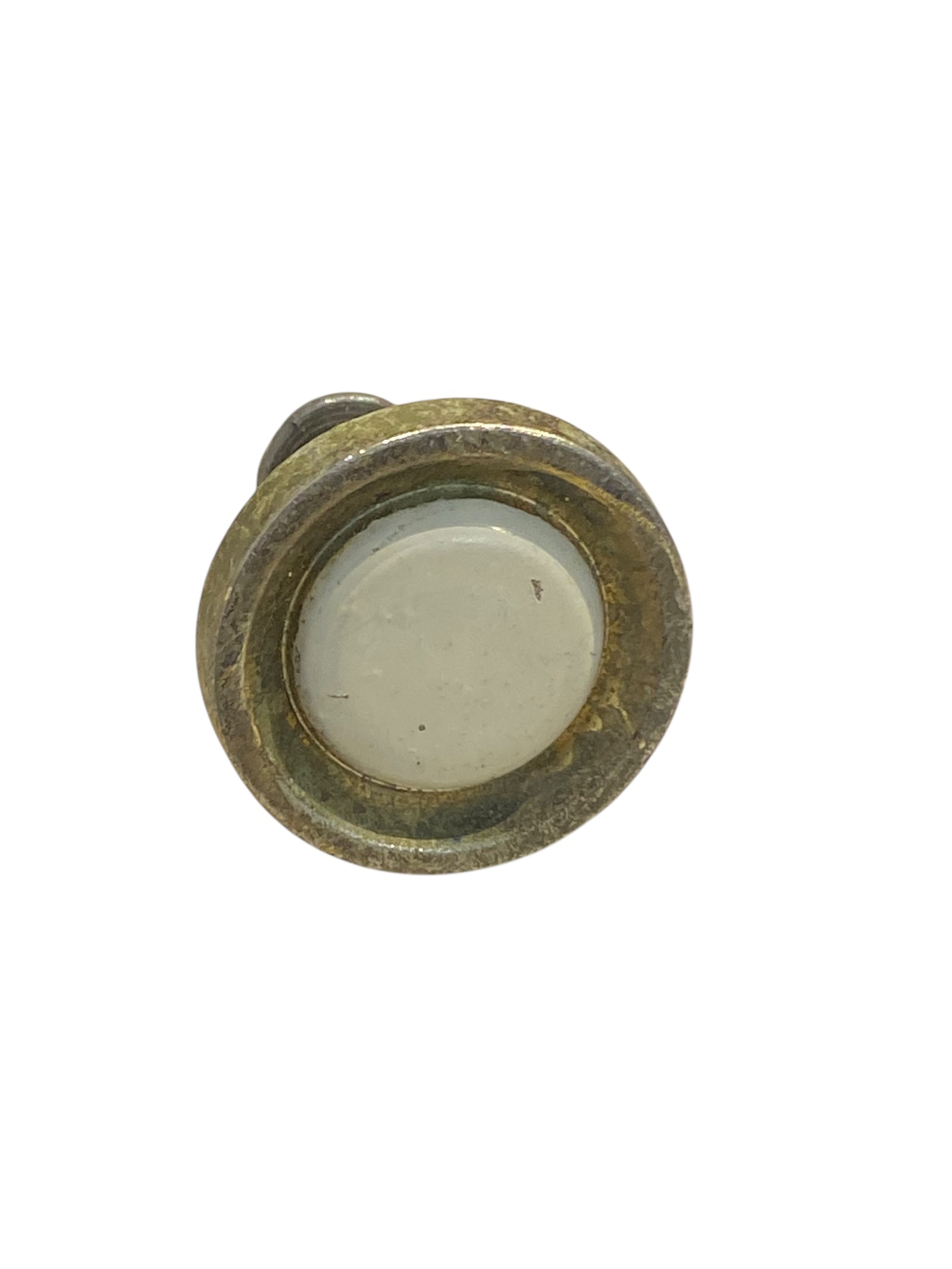 White Ceramic and Metal Knob