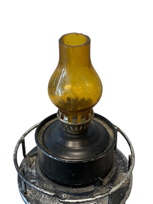 Metal Lighthouse Music Box with Small Oil Hurricane Lamp