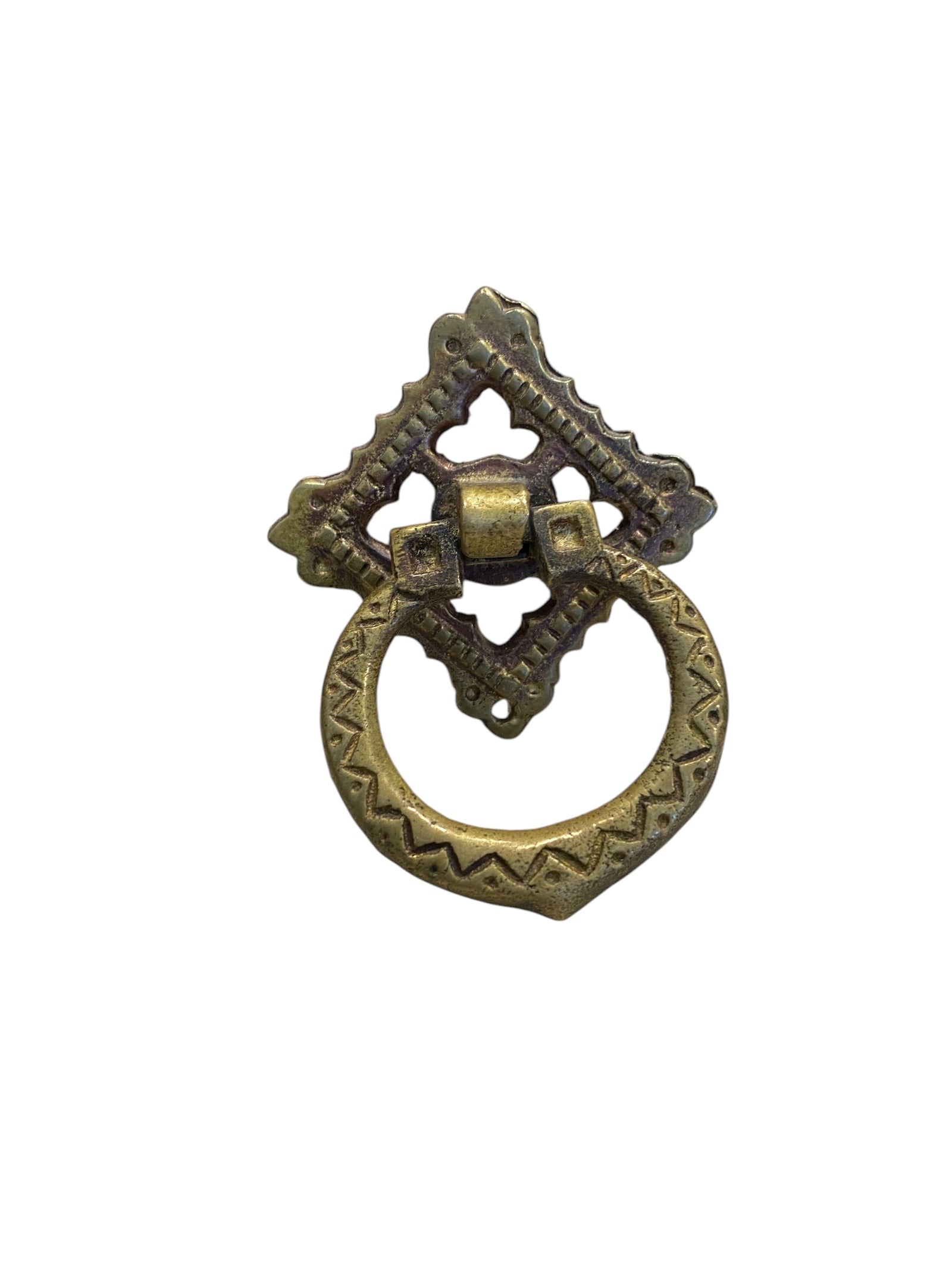 Victorian Style Brass Drop-Ring Pull